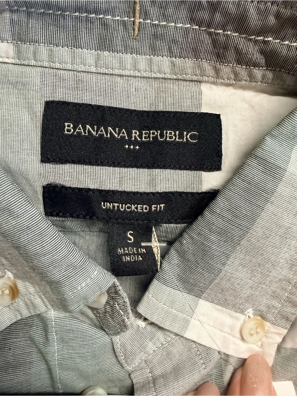 Banana Republic Gray and White Plaid Button-Down Shirt